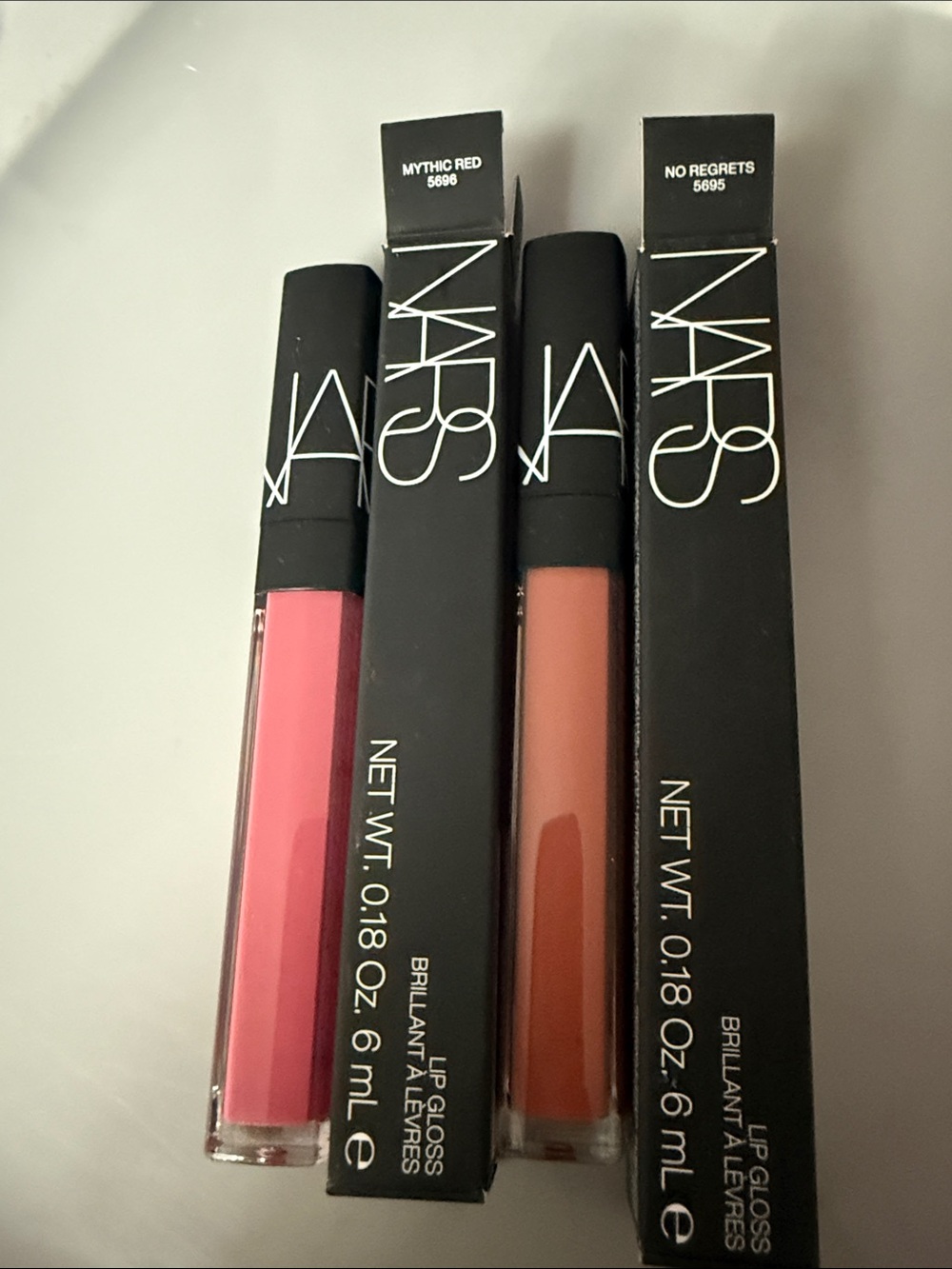 NARS Lip Gloss Duo — Mythic Red (Pink) & No Regrets (Brown)